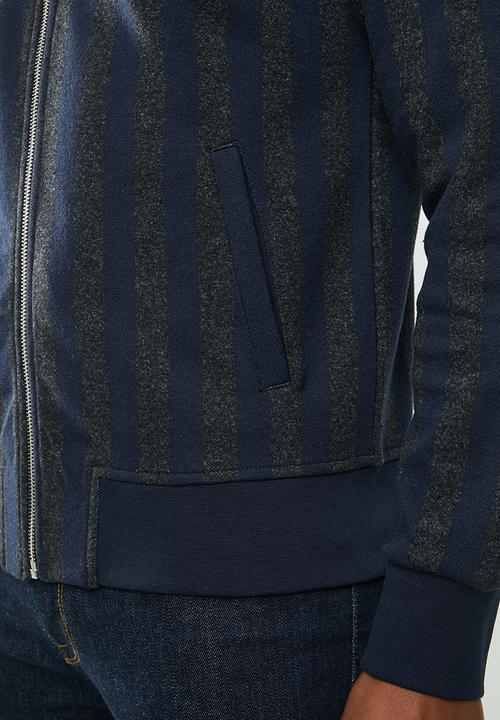 Jack & Jones - Striped bomber - navy & grey