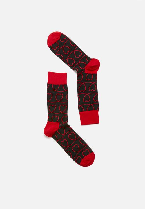 Happy Socks - Loveline socks - red & black 