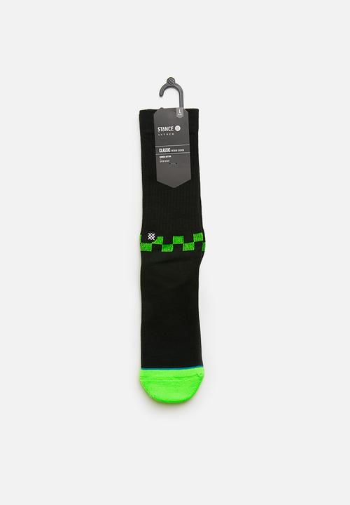 Stance Socks - Checkness sock- black & green 