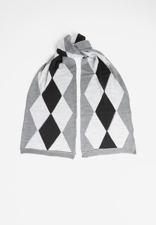 Superbalist - Diamond shape argyle scarf - grey & black
