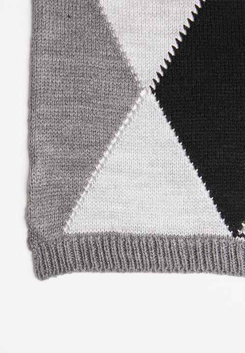 Superbalist - Diamond shape argyle scarf - grey & black