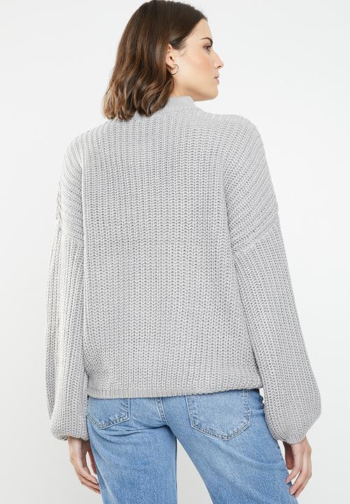 Brave Soul - Oversize balloon sleeve jersey - grey