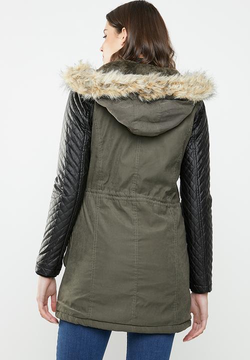 Brave Soul - Parka with quilted sleeve - khaki