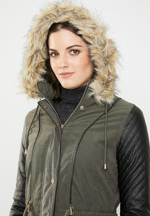 Brave Soul - Parka with quilted sleeve - khaki