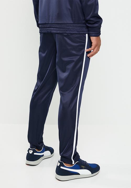 Superbalist - Tapered hemmed side stripe pintuck seam tricot pant - navy