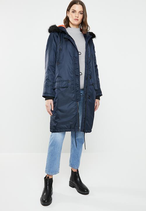 Brave Soul - Longer length parka - navy
