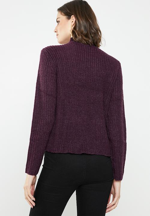 Jacqueline de Yong - Justy long sleeve roll edge pullover - purple