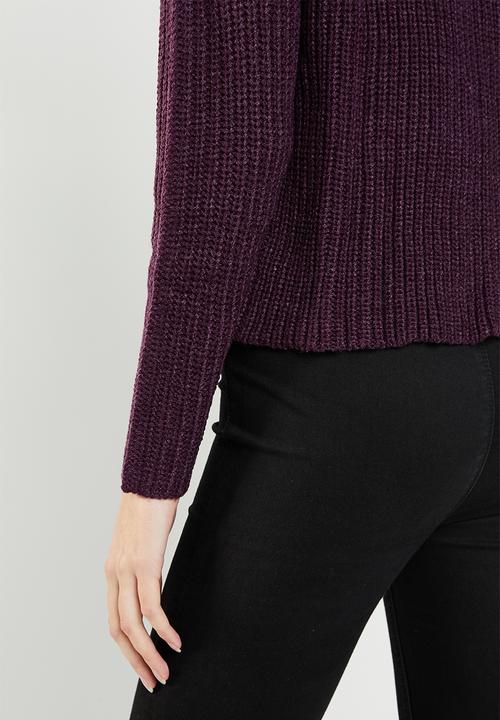 Jacqueline de Yong - Justy long sleeve roll edge pullover - purple