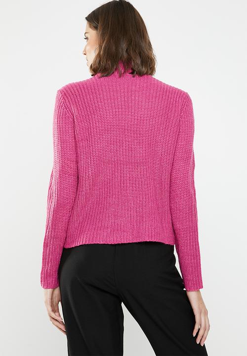 Jacqueline de Yong - Justy long sleeve roll edge pullover - pink