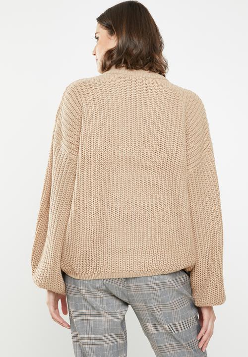 Brave Soul - Oversize bell sleeve jersey - brown