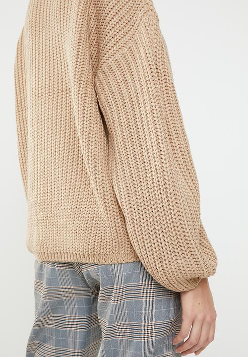 Brave Soul - Oversize bell sleeve jersey - brown