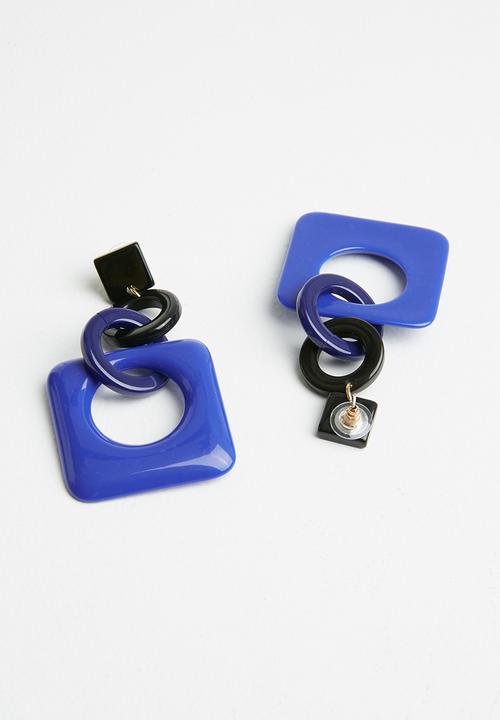 Superbalist - Resin square link earrings - blue