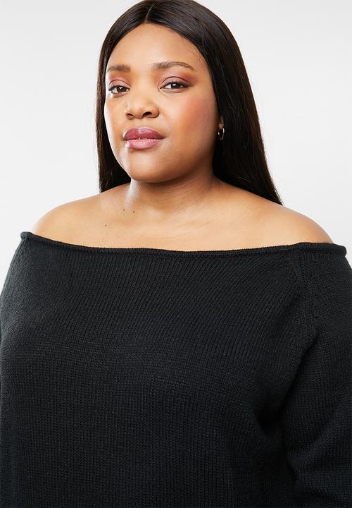 STYLE REPUBLIC PLUS - Slouch off shoulder sweater - black