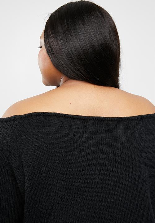 STYLE REPUBLIC PLUS - Slouch off shoulder sweater - black