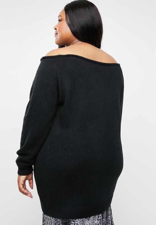 STYLE REPUBLIC PLUS - Slouch off shoulder sweater - black