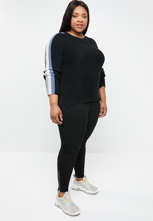 STYLE REPUBLIC PLUS - Rainbow stripe jersey - black