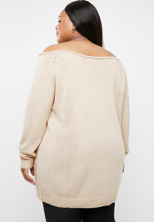STYLE REPUBLIC PLUS - Slouch off shoulder sweater - neutral