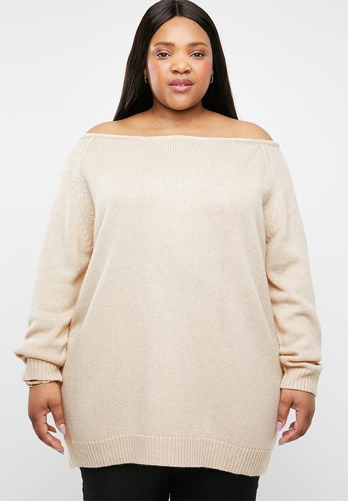 STYLE REPUBLIC PLUS - Slouch off shoulder sweater - neutral