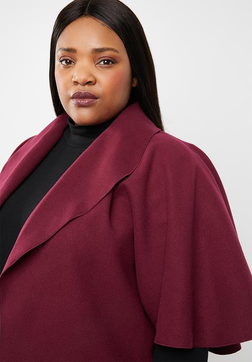 STYLE REPUBLIC PLUS - Flutter sleeve coat - burgundy