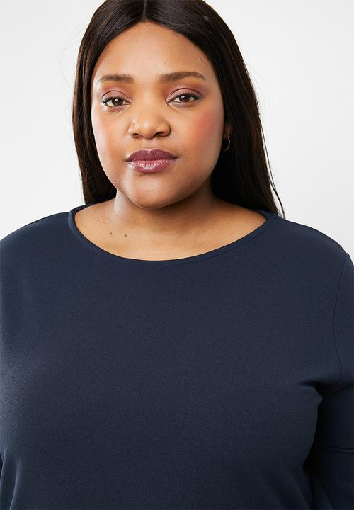 STYLE REPUBLIC PLUS - Frill sleeve shift dress - navy