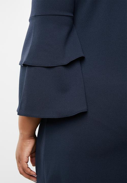 STYLE REPUBLIC PLUS - Frill sleeve shift dress - navy