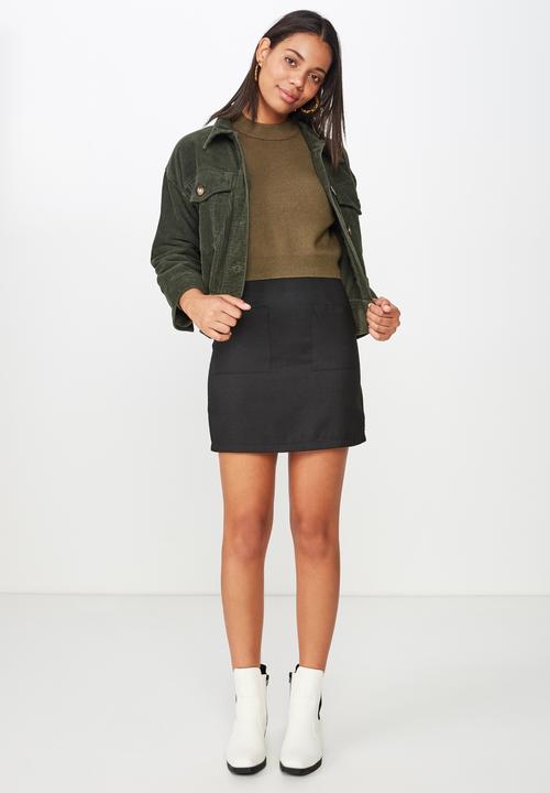Cotton On - Woven aria patch pocket mini skirt  - black