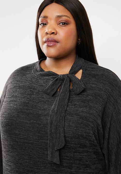 STYLE REPUBLIC PLUS - Necktie detail knit dress - grey
