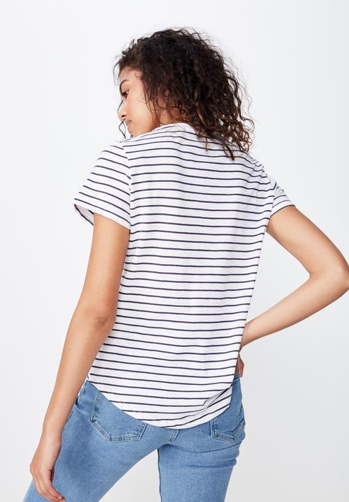 Cotton On - The crew T-shirt - white & navy