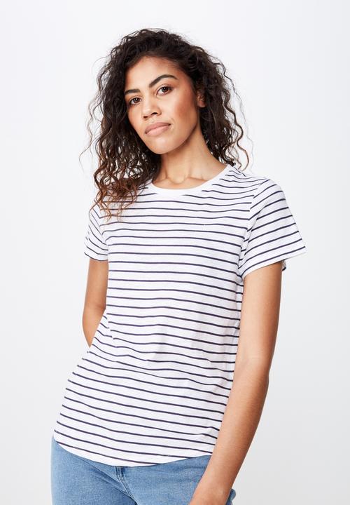 Cotton On - The crew T-shirt - white & navy
