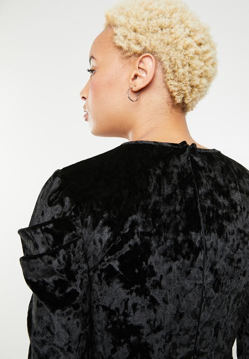 dailyfriday - Puff sleeve wrap dress - black