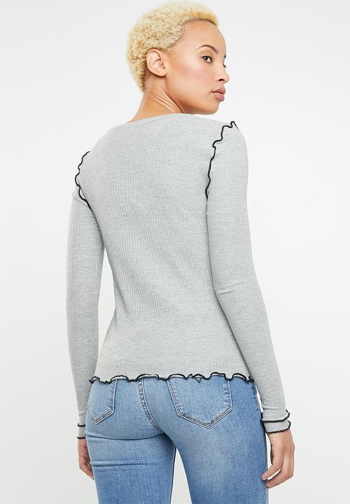 ONLY - Ida long sleeve O-neck top - grey