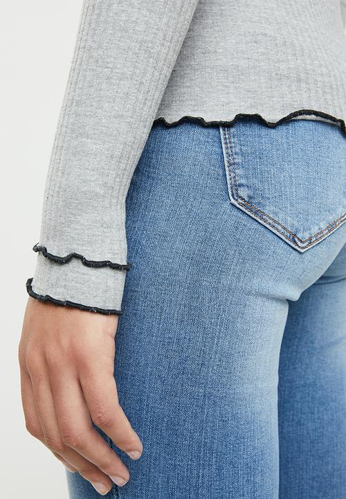 ONLY - Ida long sleeve O-neck top - grey