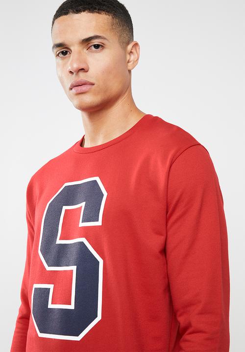 Superbalist - Applique crew pullover sweat - red