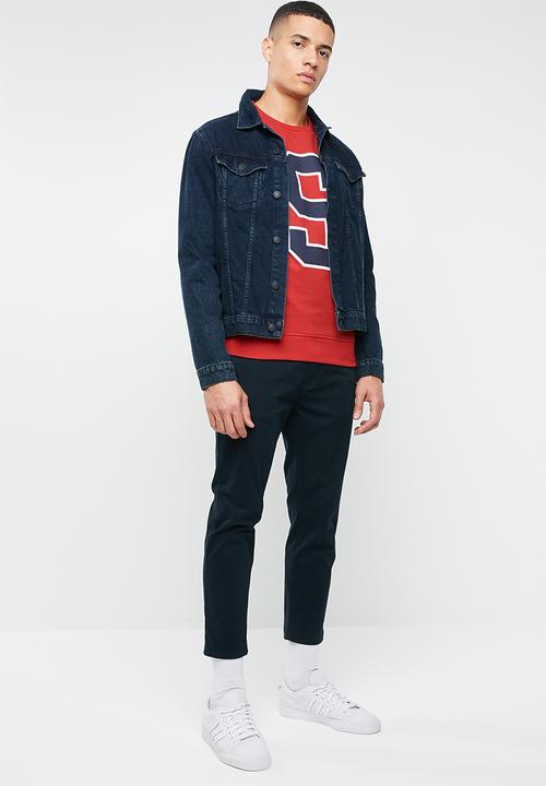 Superbalist - Applique crew pullover sweat - red