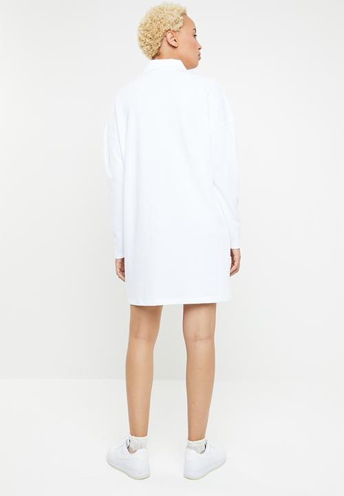 Missguided - Playboy neon slogan rugby dress - white