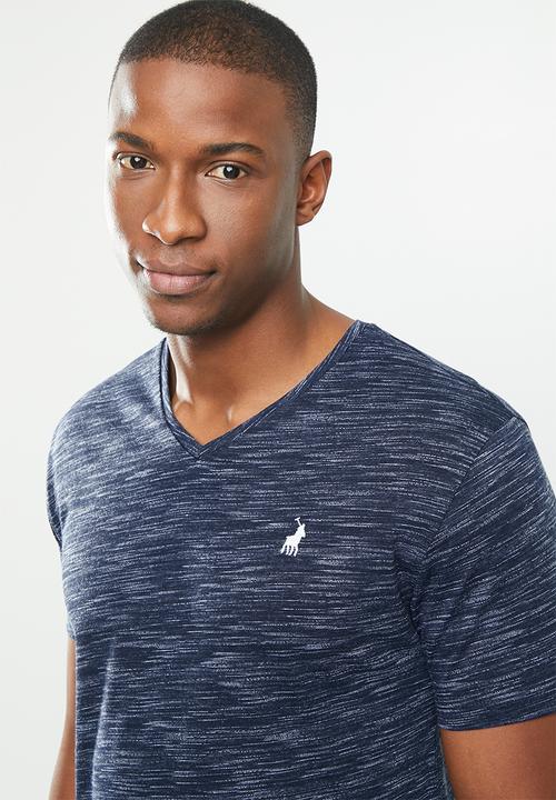 POLO - Classic V-neck space dye tee - navy
