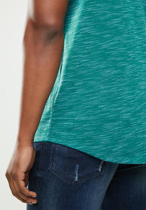 POLO - Classic V-neck space dye tee - green