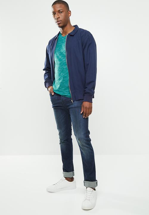 POLO - Classic V-neck space dye tee - green