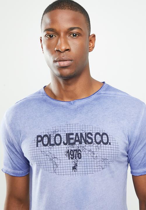 POLO - Cold pigment dye printed tee - blue