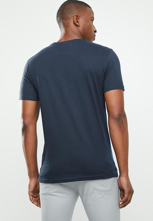 POLO - Tonal block crew neck tee - navy