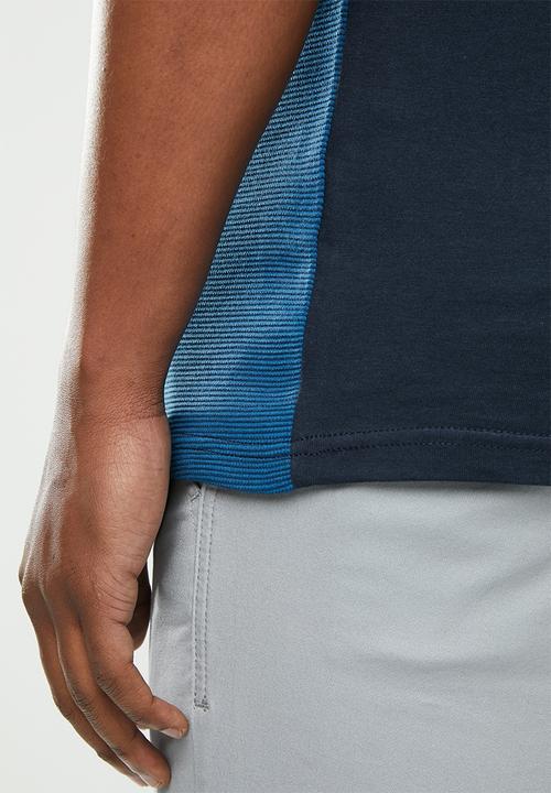 POLO - Tonal block crew neck tee - navy