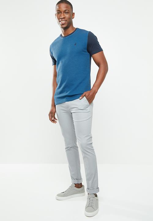 POLO - Tonal block crew neck tee - navy
