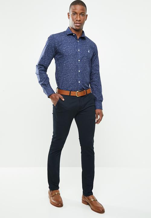 POLO - Signature long sleeve custom fit shirt - navy