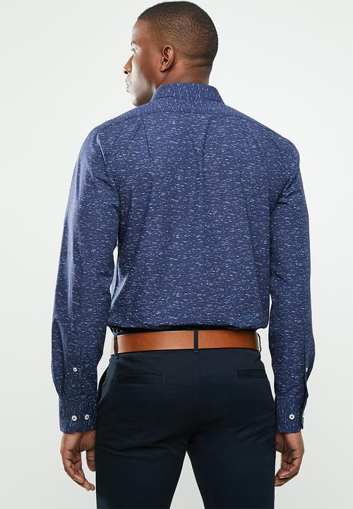 POLO - Signature long sleeve custom fit shirt - navy