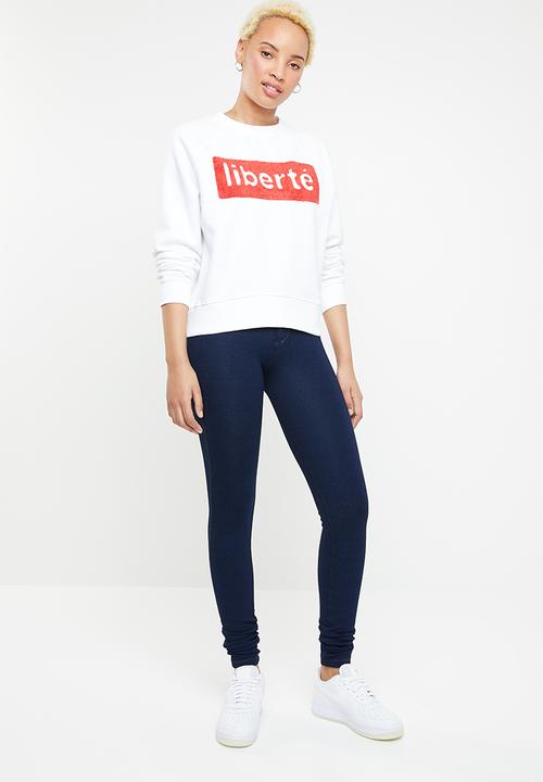 ONLY - Lotta long sleeve round neck sweat - white