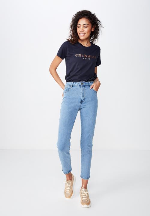Cotton On - Classic slogan tee  - navy