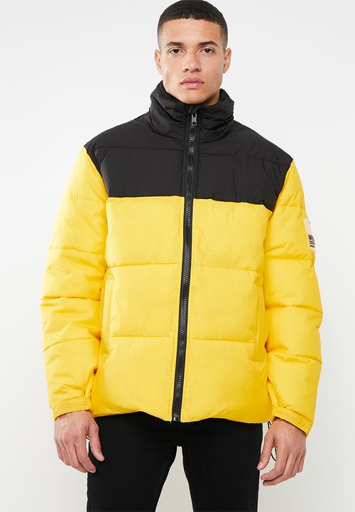 Colour blocked puffer jacket - yellow 
