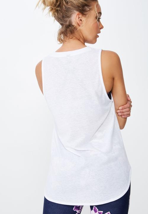 Cotton On - Active curve hem tank - white