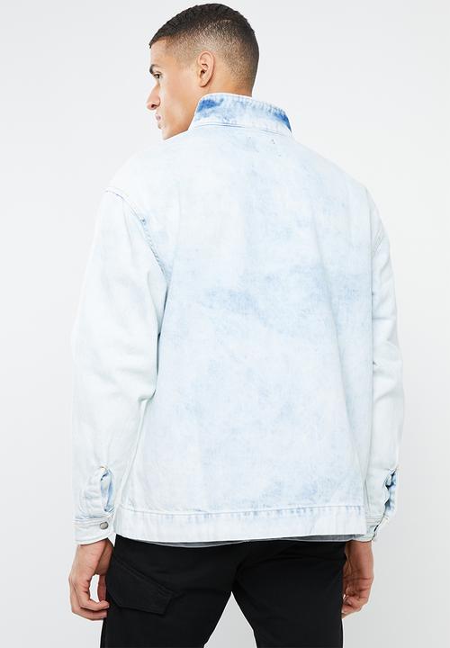 Mennace - Bleached overhead denim jacket - blue