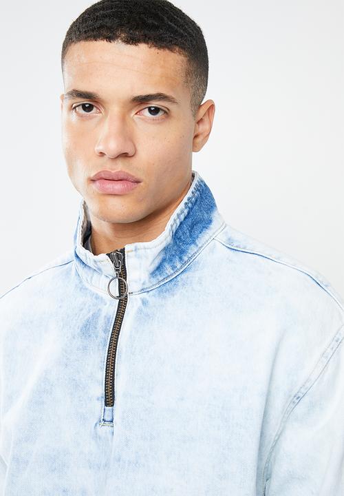 Mennace - Bleached overhead denim jacket - blue